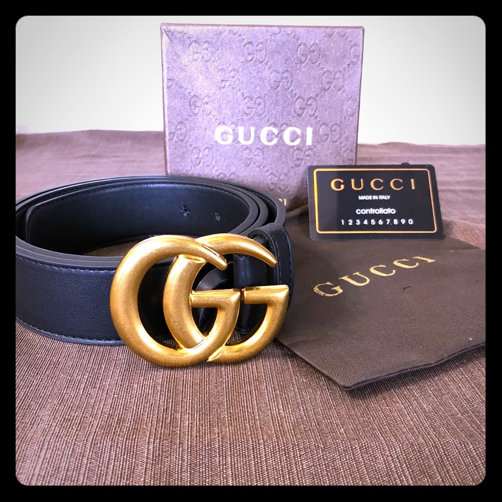 GUCCI GOLD buckle belt NEW WITH BOX AND CARD